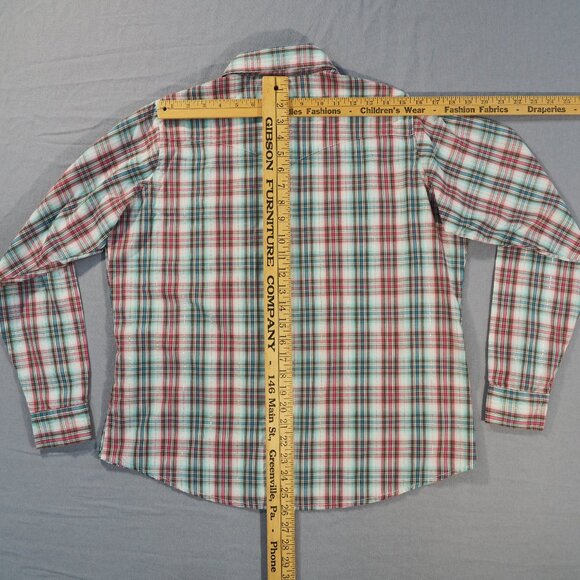 Wrangler Wrancher Western Shirt Womens Extra Large Pink Blue Plaid Pearl Snap - Picture 5 of 8